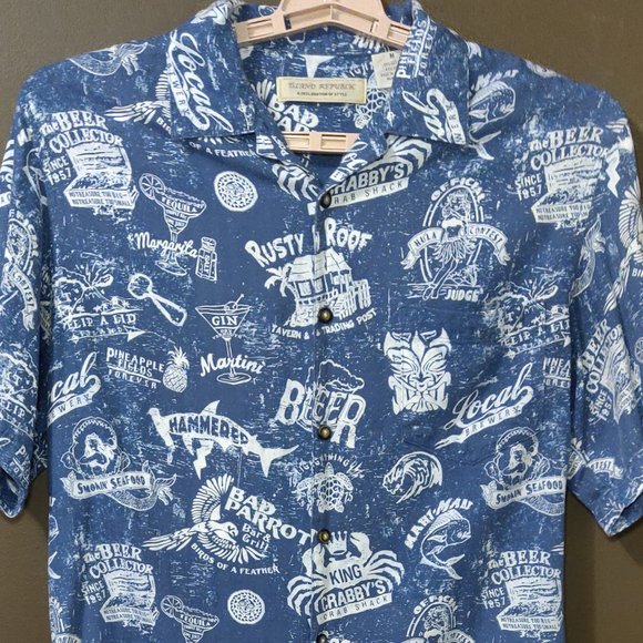 Island Republic Island Party Time Button Up Shirt Men's SIZE MEDIUM - Picture 1 of 5